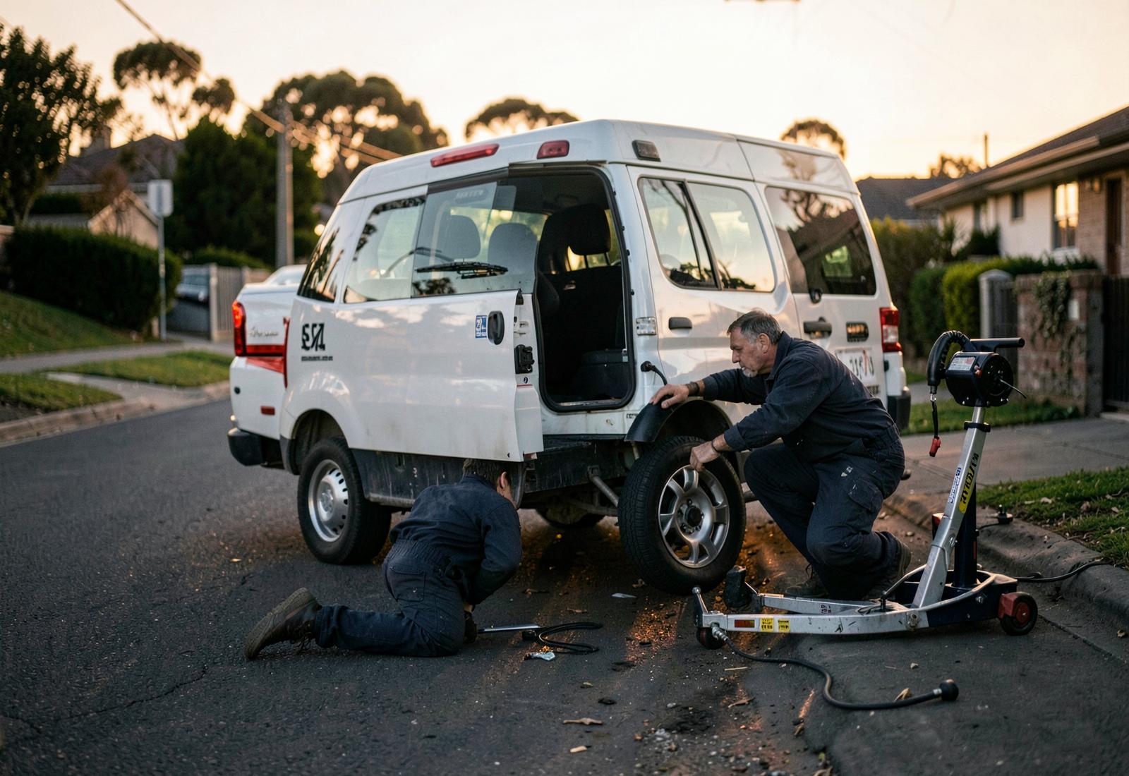 Rizz Mobile Tyre technician fitting a new tyre at a customer's home in Western Sydney